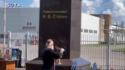 Russian Orthodox Priest blesses a new statue of Stalin