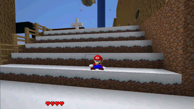 using mario 64 in my minecraft snowy world