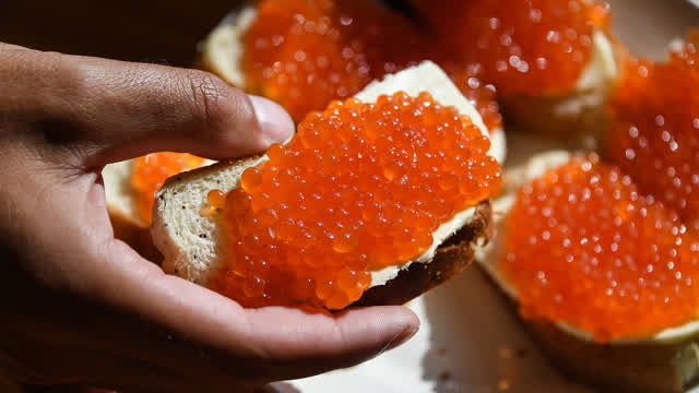 The agony of choosing red caviar.