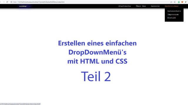 Wir erstellen mit HTML 5 und CSS 3 eine einfache Navigation mit einem DropDown Menü - Teil 2