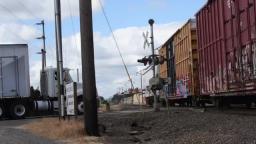 Portland & Western crosses Brooklake Road near Brooks, Oregon (Part 2)