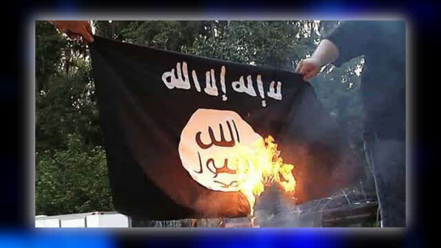 Burning ISIS Flag