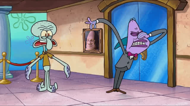 Art Critic Throws away Squidward's Stinky Patrick Painting away