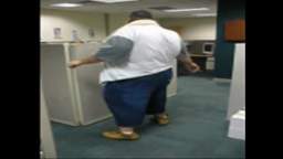 Fat Guy Dances In Work Office