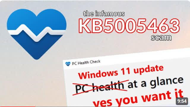 Microsoft KB5005463 Scam - PC Health Check