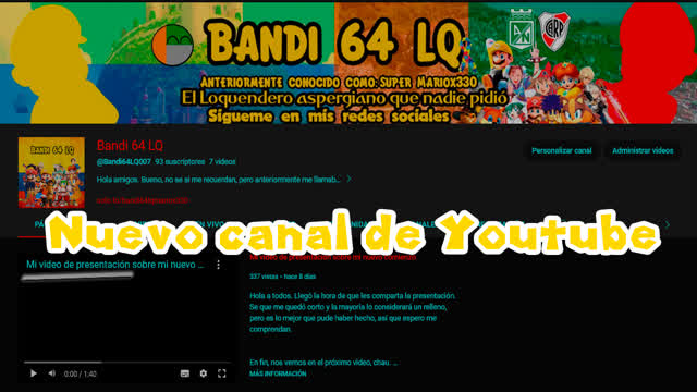 Nuevo Canal de Youtube