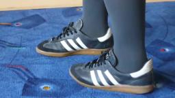 Jana shows her Adidas Samba black, white