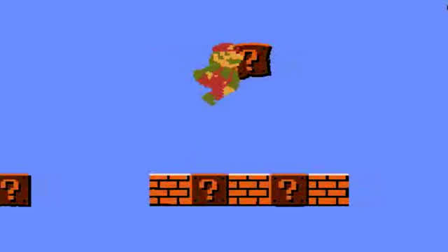 jelly mario tries to hit question blocks