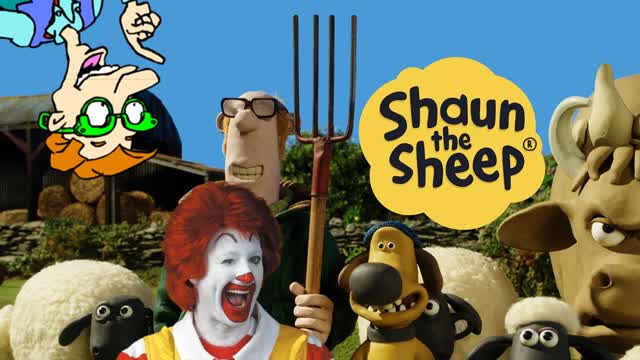 Ronald McDonald reads captions from Drew Pickles reading captions from my Shaun the Sheep video