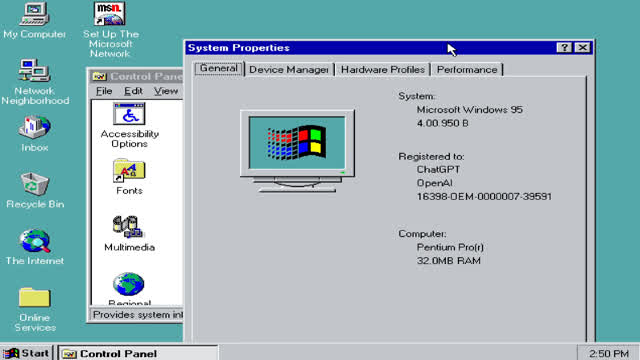 Activating windows 95 using chatgpt